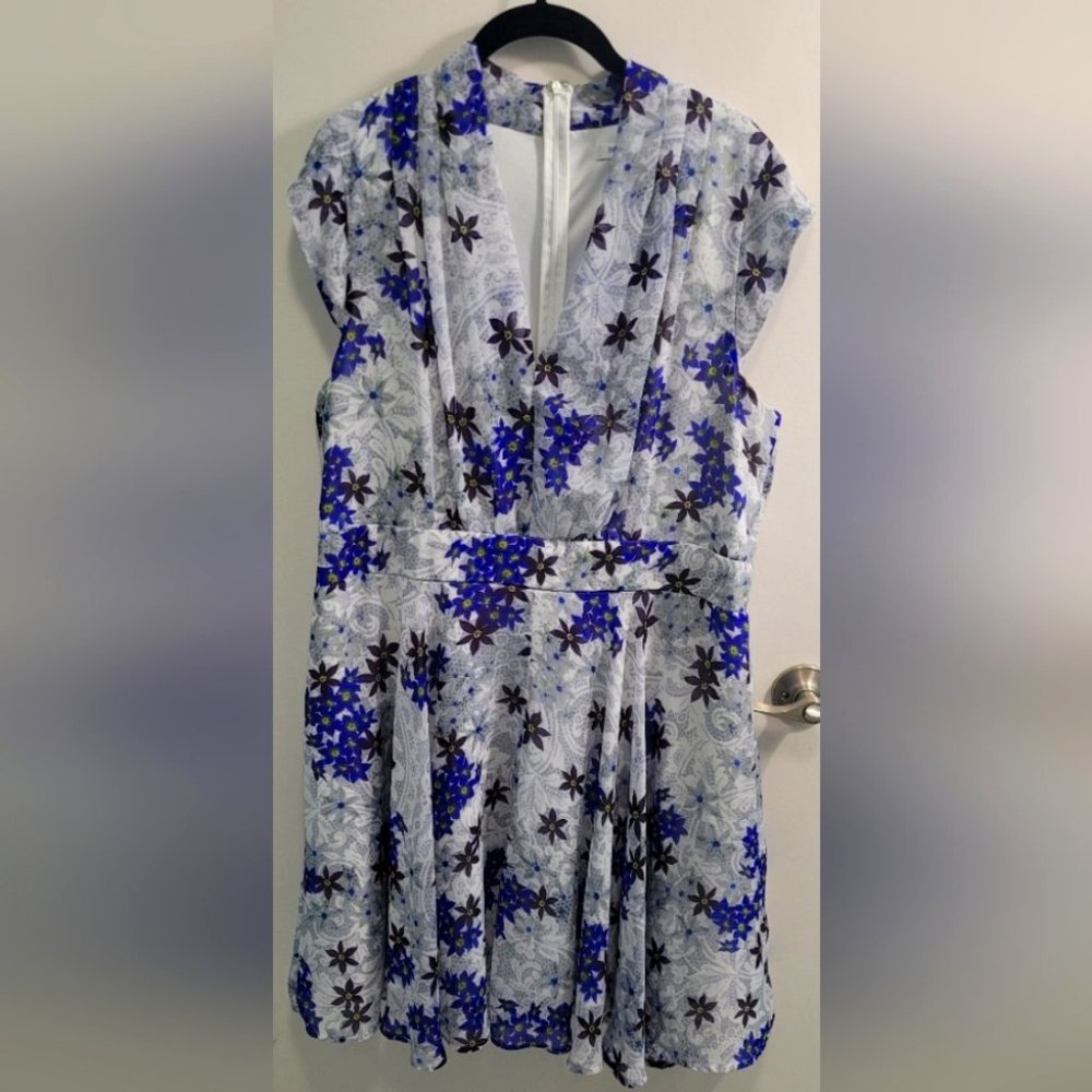 Sz 16 Ricki's Floral High Collar A-line Dress